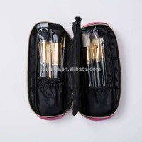 Black Gold brushes 12pcs Natural hair Makeup Brush Set With Pink Rose Zipper Bag