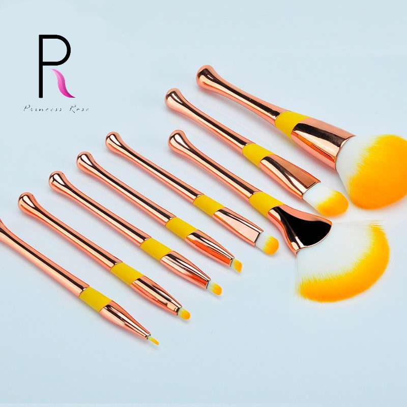 Princess Rose Fashion Gradient New 8PCS High Quality Soft Synthetic Hair Beauty Makeup Brush Set maquillaje